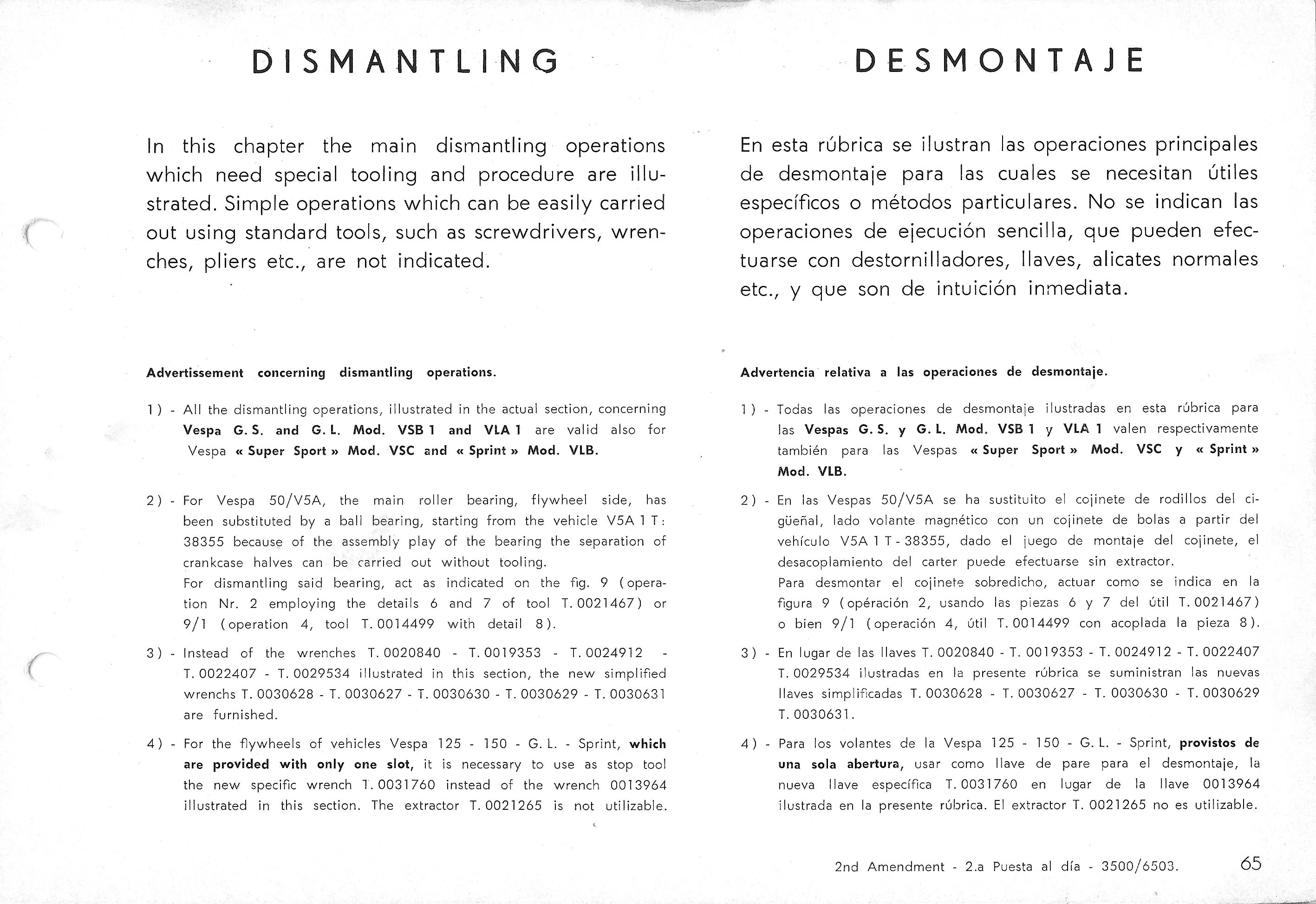 Vespa Service Station Manual 65