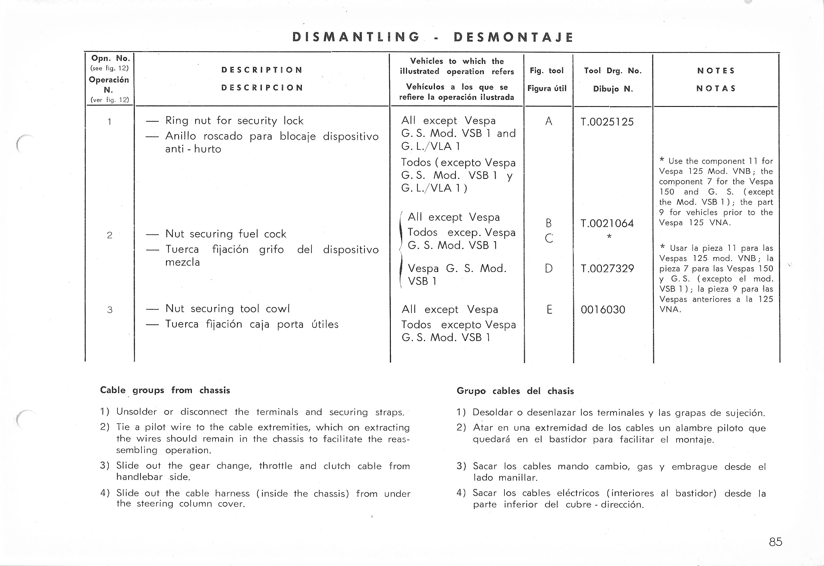 Vespa Service Station Manual 85