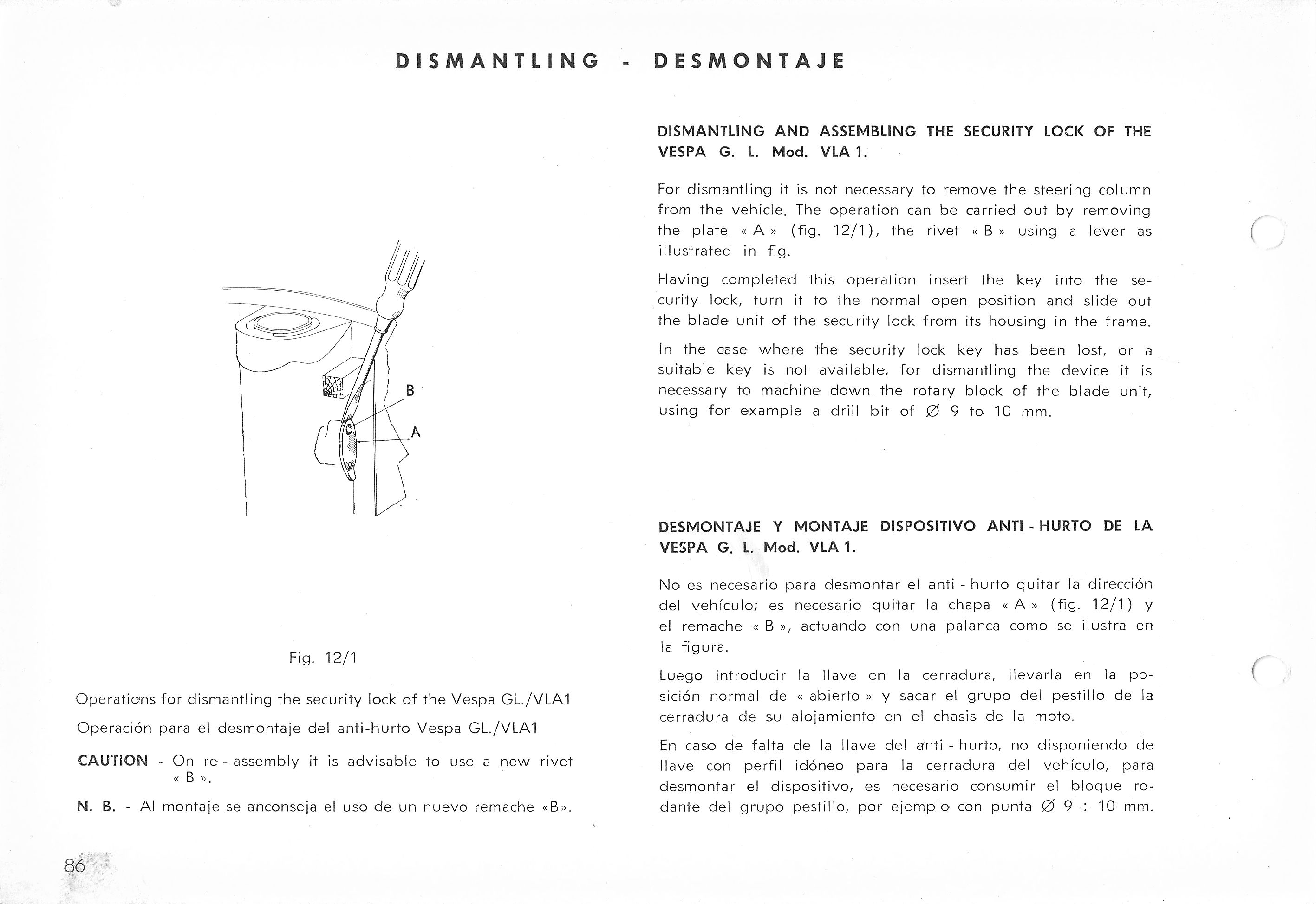 Vespa Service Station Manual 86