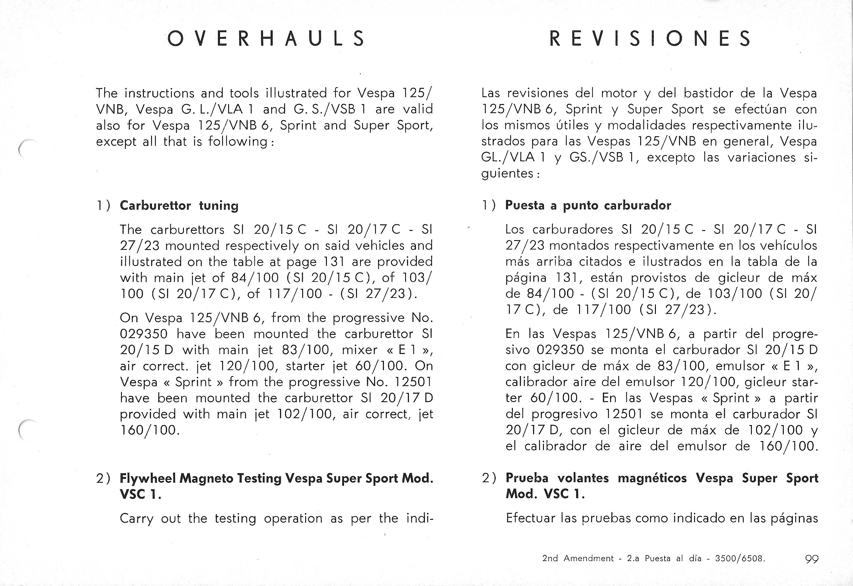 Vespa Service Station Manual 99-