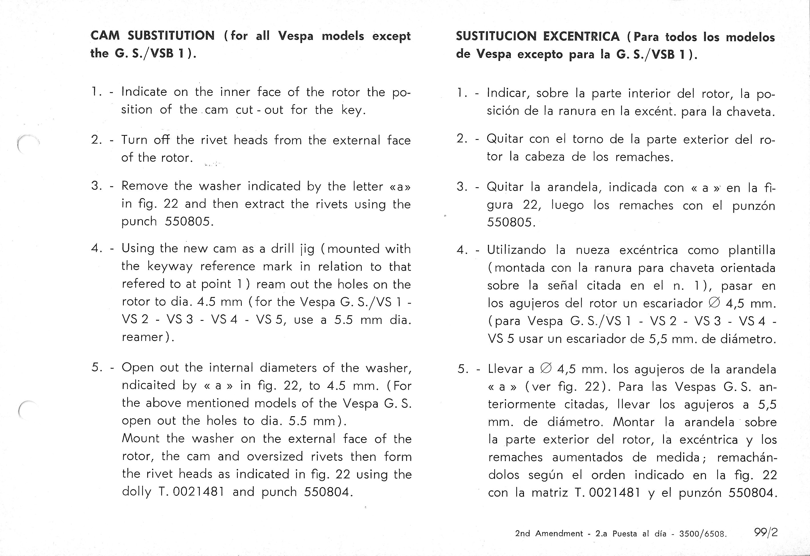 Vespa Service Station Manual 99-2