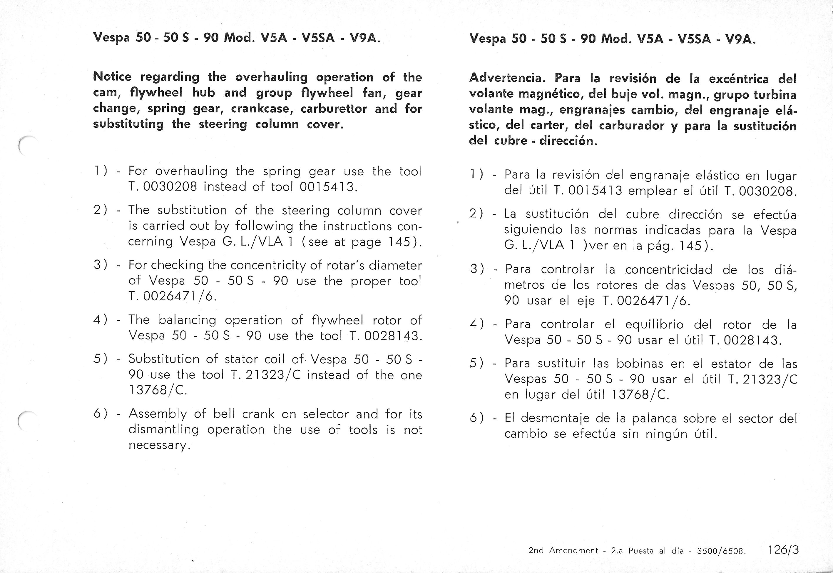 Vespa Service Station Manual 126-3