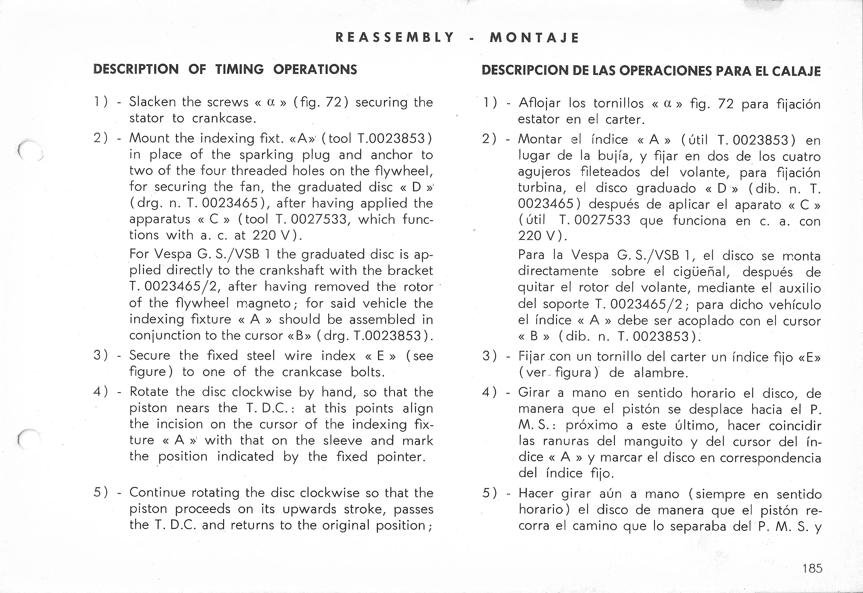 Vespa Service Station Manual 185-