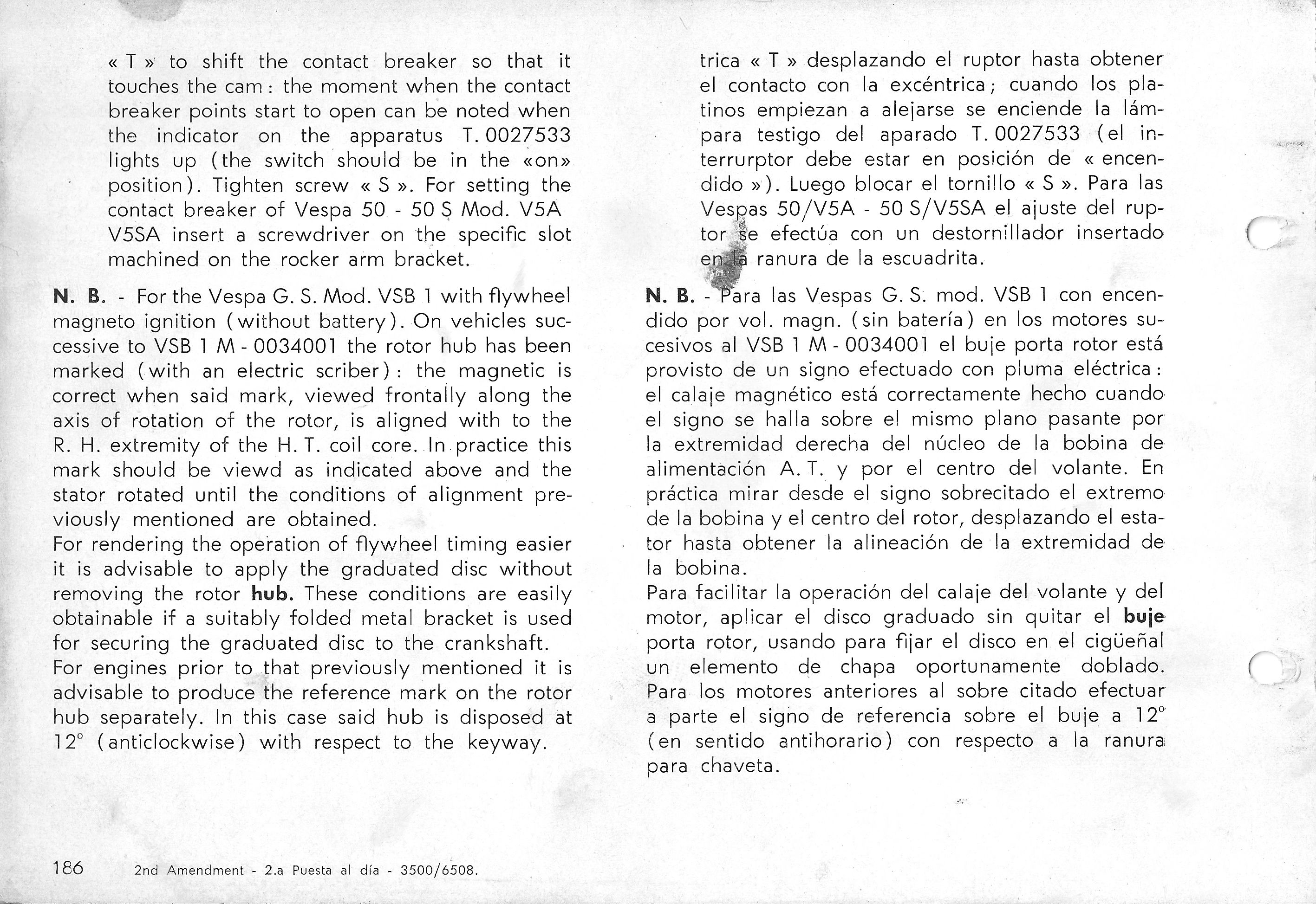 Vespa Service Station Manual 186-1