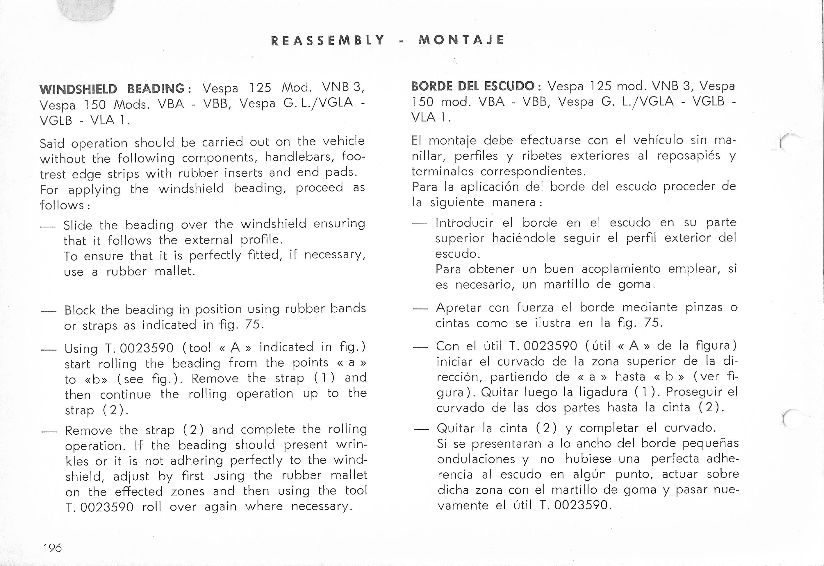 Vespa Service Station Manual 196