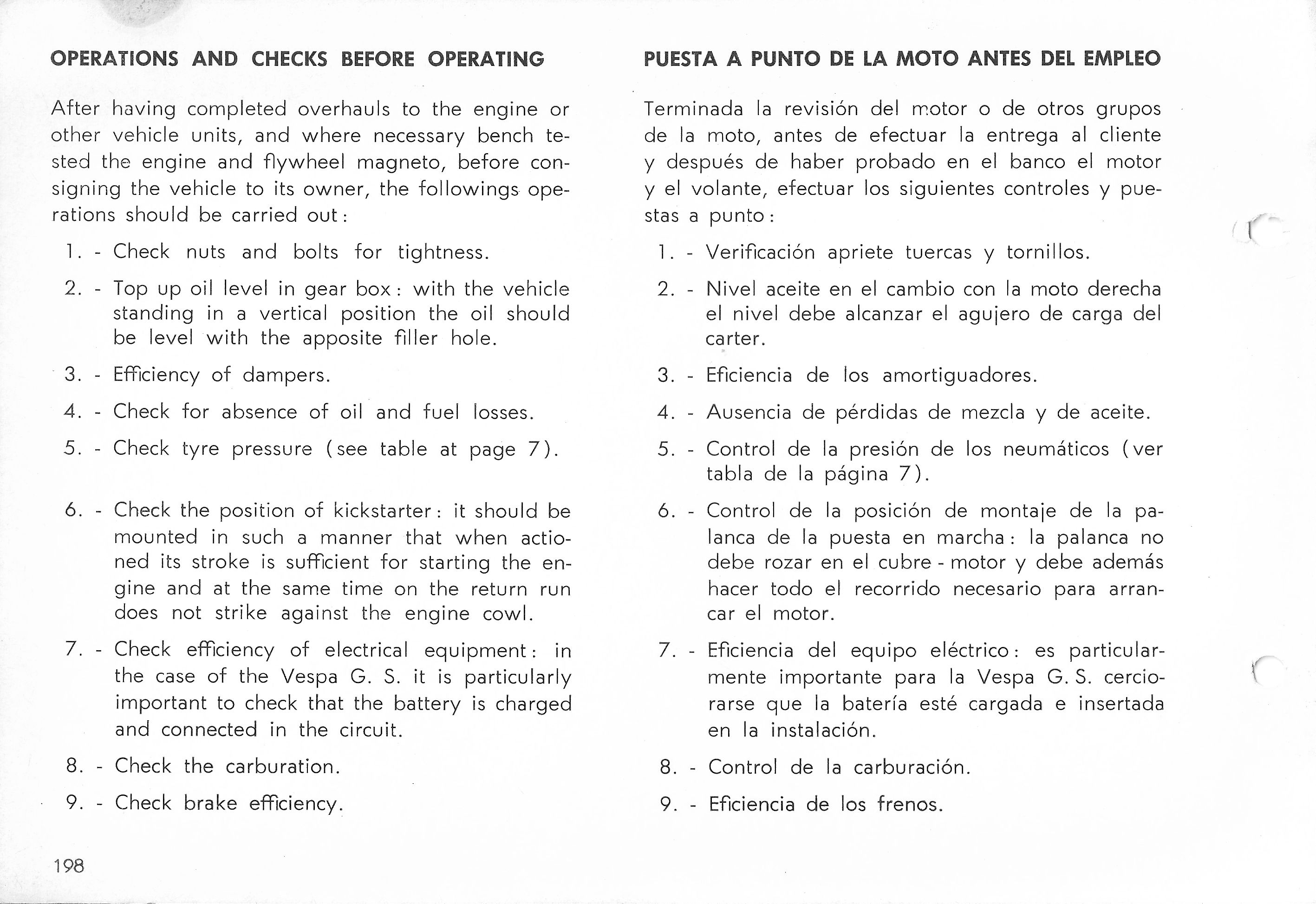 Vespa Service Station Manual 198